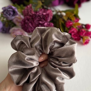 XXL Grey Mouse Royal Velvet Scrunchie,Big Extralarge Giant XXL Scrunchie, Hair Ties Top Knots Hair Rubber Woman Gift Summer image 4