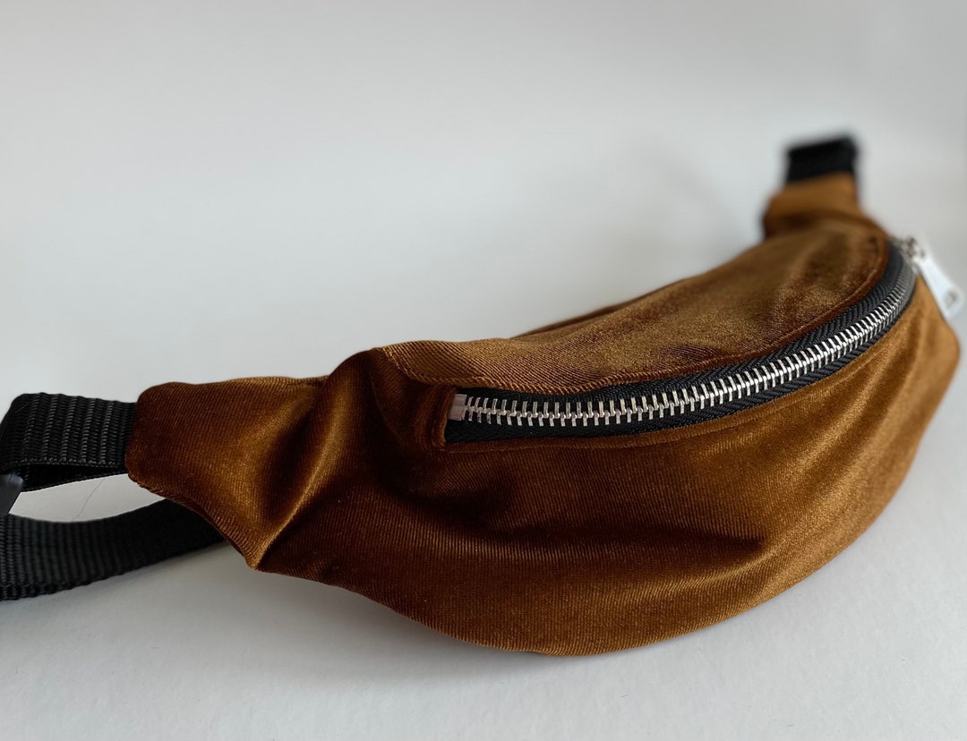 Bronze Velvet Fanny Pack, Belly Belt Bag, Traveler Bag, Gift, Bum Bag