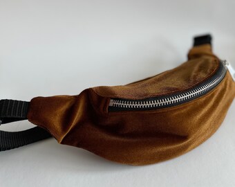 Bronze Velvet Fanny Pack, Belly Belt Bag, Traveler Bag, Gift, Bum Bag, Carnival Bag, Festival Bag, CrossBody Bag, Gold Bag, Hip Bag