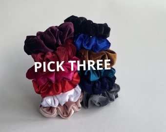 Build Your Own 3-Pack Velvet Scrunchies, BEST PRICE, Quality, Scrunchies Fashion, Vintage Woman Hair Top Knots Ties, Luxury Gift