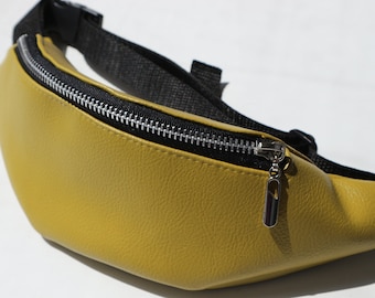 Mustard  Waterproof Fanny Pack, Hands Free Belt Bag, Travel Bag, Gift For Women, Carnival Bag, Festival Bag, waist bag, cross body bag