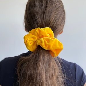 XXL Yellow Royal Velvet Scrunchie, Oversized Big Extralarge Giant XXL Scrunchie, Hair Ties Top Knots Hair Rubber Woman Gift Summer image 1