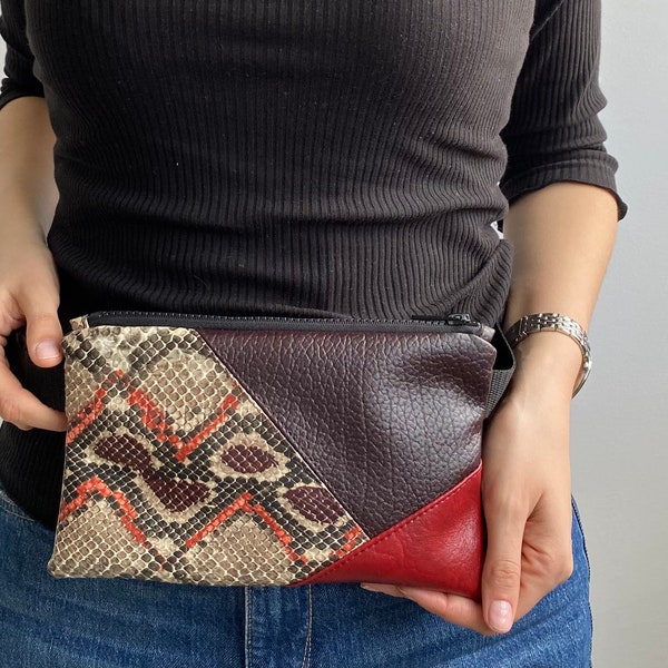 Animal Print Waterproof Fanny Pack, Waist Bag, Flat Belt Bag for walking Festival, Travel Bag, Vegan Leather, Spring Hip Bag for Women Gift