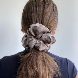 XXL Grey Mouse Royal Velvet Scrunchie,Big Extralarge Giant XXL Scrunchie, Hair Ties Top Knots Hair Rubber Woman Gift Summer image 1