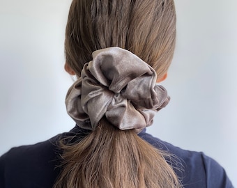 XXL Grey Mouse Royal Velvet Scrunchie,Big Extralarge Giant XXL Scrunchie, Hair Ties Top Knots Hair Rubber Woman Gift Summer