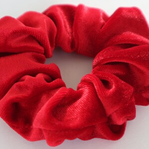 May include: A red velvet scrunchie for hair.