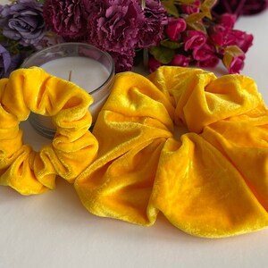 XXL Yellow Royal Velvet Scrunchie, Oversized Big Extralarge Giant XXL Scrunchie, Hair Ties Top Knots Hair Rubber Woman Gift Summer image 3