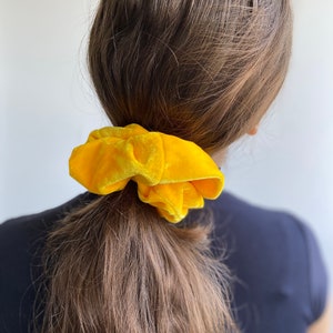 XXL Yellow Royal Velvet Scrunchie, Oversized Big Extralarge Giant XXL Scrunchie, Hair Ties Top Knots Hair Rubber Woman Gift Summer image 2