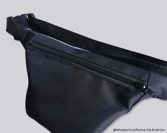 Black Waterproof FANNY PACK, Waist Bag, Hands Free Belt Bag, Festival Bag, Travel Bag, Gift for her, Gift for him, bum bag, Crossbody Bag
