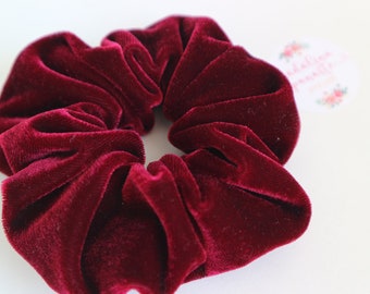 Soft Cherry Luxury Royal Velvet Scrunchie, FREE Shipping Hair Fashion Hair Ties, 80s & 90s Fashion, Top Knots, Hair Rubber, Spring Gift