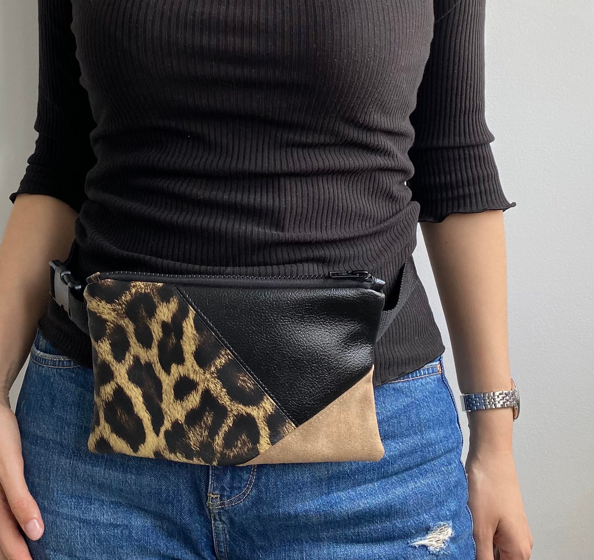 LOLA California Josi Hippie Fanny Pack Waist Belt Bag New Womens Leopard  Print