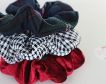 Pack 3 Soft Scrunchie, Free Shipping, Hair Fashion, Hair Ties, 80s & 90s Fashion, Children and Adult, Top Knots, Kids, Woman Spring Gift