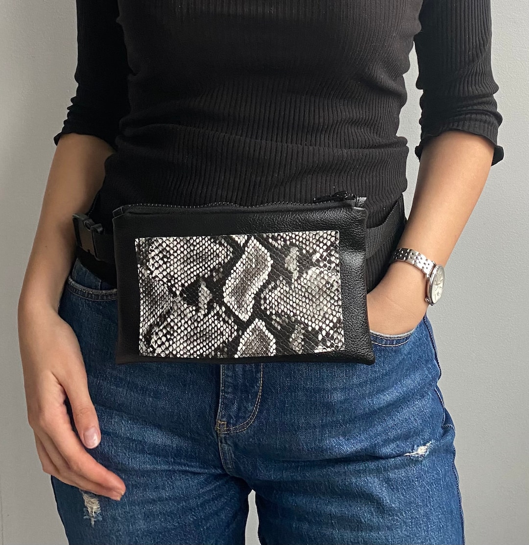 Black Waterproof Fanny Pack Waist Bag Flat Belt Bag for Walking Festival Traveler Bag Vegan Leather Hip Bag for Women Gift Animalprint Etsy Canada