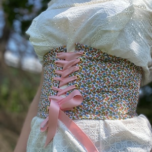 Floral Print Underbust Belt, Corset Belt for Woman, Fairy Corset, Waist Corset, Wedding Corset, Festival Corset