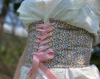 Floral Print Underbust Belt, Corset Belt for Woman, Fairy Corset, Waist Corset, Wedding Corset, Festival Corset