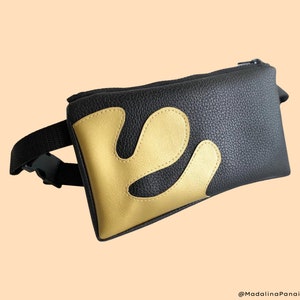 Zwart goud waterdichte fanny pack, platte envelop tas, heuptas, heuptas, festival, reistas, crossbody tas heuptas, cadeau, paspoorthouder