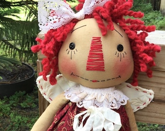Primitive Raggedy Annie Ann Doll w// Flower Paper Pattern #510