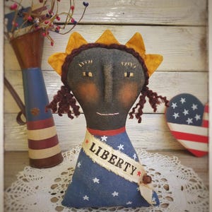 Primitive  Patriotic Americana Lady Liberty Doll 4th of July -  Independence Day  Rustic  farmhouse decor Shelf Sitter primitive drcor