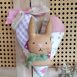 Primitive Bunny Grungy Rustic decor  Primitive Easter spring rabbit bowl filler farmhouse decor Hanging Bunny Heart