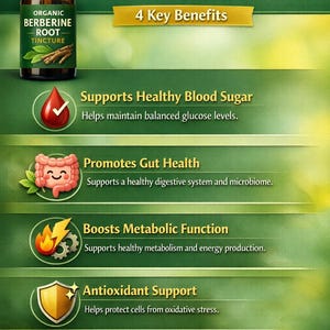 Organic Berberine HCL Tincture | Cinnamon & Mango Leaf | Herbal Metabolic Wellness Support | Plant-Based Liquid Extract immagine 1