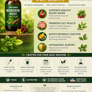 Berberine HCL Herbal Tincture | Cinnamon & Mango Leaf | Small-Batch Botanical Extract | Plant-Based Liquid Formula