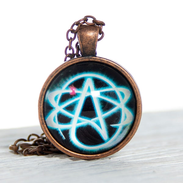 Atheist Symbol pendant Atheist jewelry Science jewelry Chemistry jewelry Agnostic jewelry Atheist necklace Humanist jewelry gift