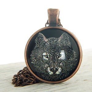 Wolf Wolf pendentif loup bijoux bijoux animaux Nature collier loup Art peinture pendentif en forme de dôme en verre loup cadeaux pour lui cadeaux pour les hommes