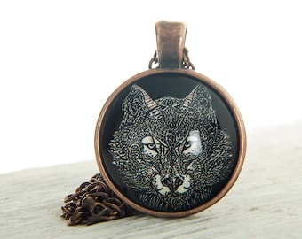Wolf Wolf Anhänger Wolf Schmuck Tier Schmuck Natur Halskette Wolf Kunst Malerei Glaskuppel Anhänger Wolf Geschenke für ihn, Geschenk für Männer
