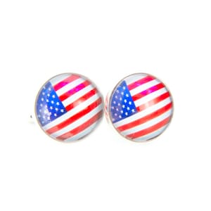 USA flag cufflinks Flag of USA cufflinks American Flag cuff links United States Flag cufflinks Country Flag cufflinks glass dome cufflinks