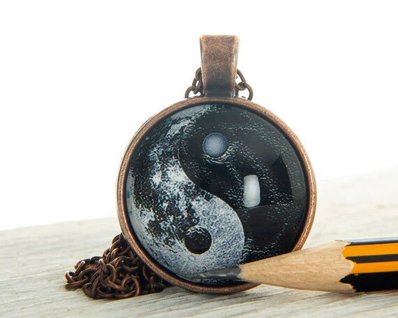 Yin Yang Owl Pendant Choker Jewelry Bronze Moon Necklace For Women Dres