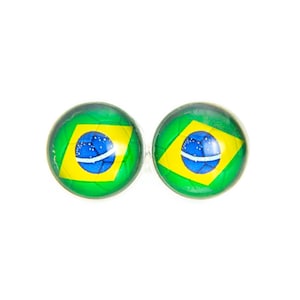 Brazilian flag cufflinks Flag of Brazil cuff links Country Flag cufflinks glass dome cufflinks universe gift stylish cufflinks dad gift
