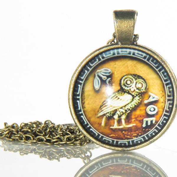 Wisdom pendant wisdom owl symbol of wisdom athena owl athena pendant wisdom necklace greek owl coin owl of athena owl of minerva goddess of