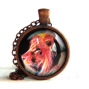 Lion pendant  Leo necklace lion jewelry neon Animals neon lion nature necklace lion charm animal jewelry psychedelic necklace leo