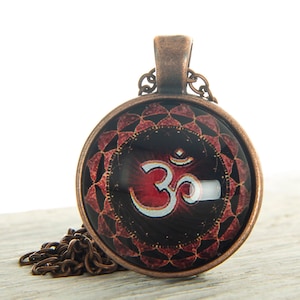 Namaste di om collana collana Om ciondolo Om simbolo Om mani padme hum Om collana Om charms rame e ottone om mantra ciondolo spirtitual om