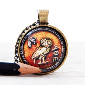 Wisdom pendant wisdom owl symbol of wisdom athena owl athena pendant wisdom necklace greek owl coin owl of athena owl of minerva goddess of image 8