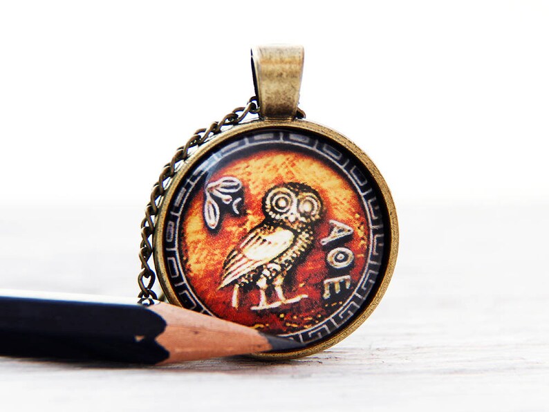 Wisdom pendant wisdom owl symbol of wisdom athena owl athena pendant wisdom necklace greek owl coin owl of athena owl of minerva goddess of image 8