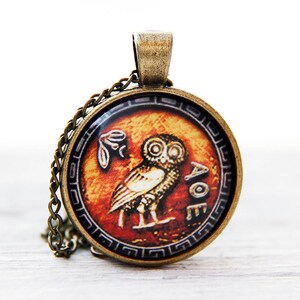 Wisdom pendant wisdom owl symbol of wisdom athena owl athena pendant wisdom necklace greek owl coin owl of athena owl of minerva goddess of image 7