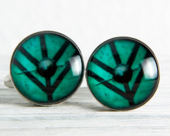 Pendientes de estilo Viking-Lagertha Escudo Doncella azul