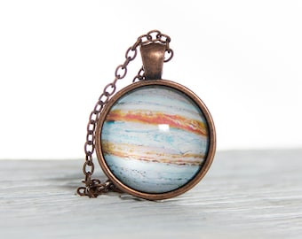 Jupiter necklace Jupiter pendant Jupiter jewelry Astronomy pendant Universe necklace Space necklace Gift for him Gift for men Solar system