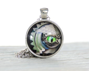 Steampunk eye pendant Steampunk Owl pendant Gear steam punk necklace gift for him Owl Steampunk Style gift Cyborg owl Geek jewelry goth Gift