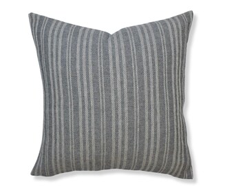 Gray Stripe Handwoven Pillow Cover, Serena