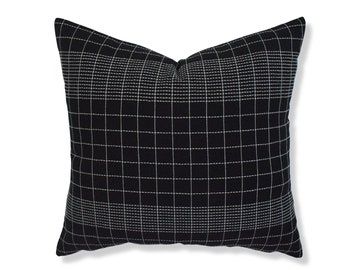Hmong Pillow Cover, Black and White Neutral Pillow, Farmhouse Pillow, Nova