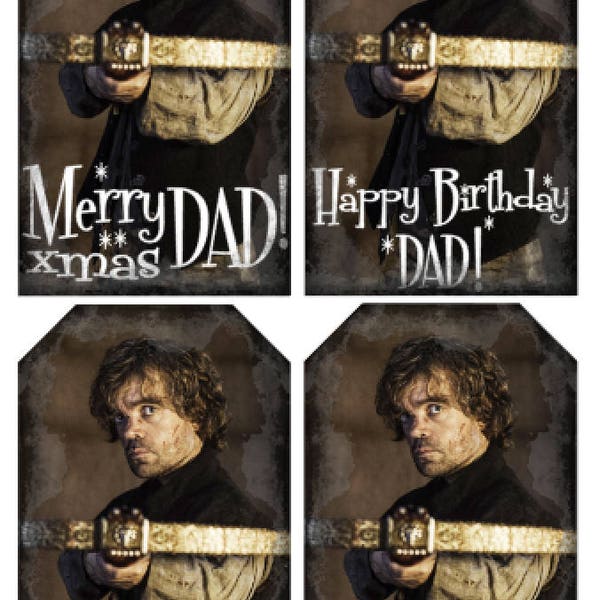 Tyrion Lannister game of thrones printable gift tags for dad for christmas or birthday
