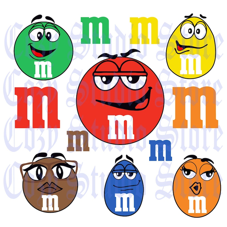 Download M&M Faces SVG Letter M SVG EPS Dxf Png Jpg Silhouette | Etsy