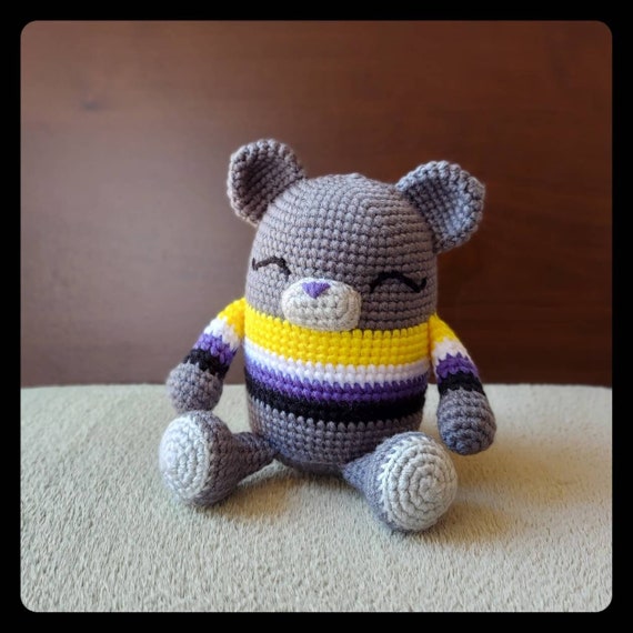 LGBTQtie Bear gifts for loved ones chunky bear pride gifts non-binary flag