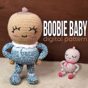 CROCHET PATTERN: Boobie Baby, breastfeeding awareness, baby crochet, doll, rattle