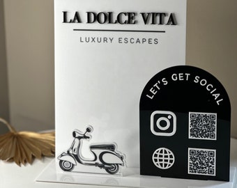 Let's Get Social Sign | QR Code Sign | Payment Sign | Business Social Media Sign | Small Business Sign | Small Business Sign B&W