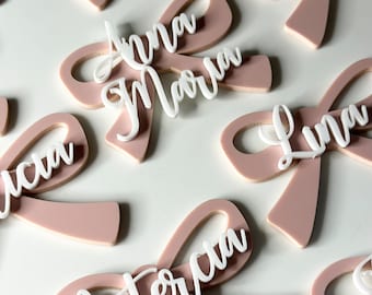 Personalized Acrylic Bow | Bow Shaped | Ribbon shaped  | Bow Place Card | Bow Placesetting | Bow Theme Party