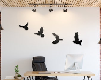 Flying Birds Metal Wall Art Freedom Peace Hope Opportunity Change Monochrome Minimal Dove Silhouette Entryway Decoration