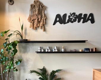 Aloha Metal Wall Art: Laser Cut Steel Sign, Entryway Decor